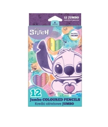 Kredki ołówkowe trójkątne Disney Fashion Jumbo 12 kolorów pastel - PATIO