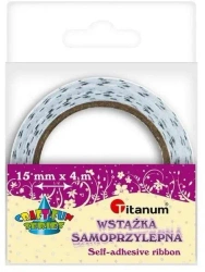 Wstążka samoprzylepna ecru w czarne groszki - Titanum