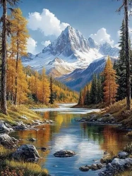 Diamentowa Mozaika Krajobraz Górski z rzeką NO-2003023 - Norimpex