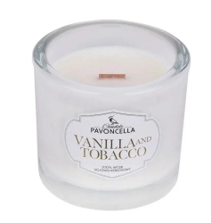 Świeczka sojowa Vanilla and Tabacco biała 170g - Pavoncella