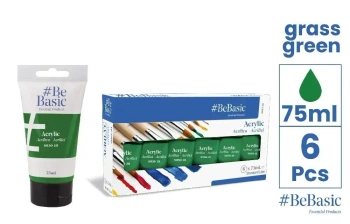 Farba akrylowa- zielony trawiasty 75ml (6szt) - BeBasic