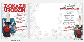 Karnet Grande + koperta wzór nr 07 Urodziny - Stamp