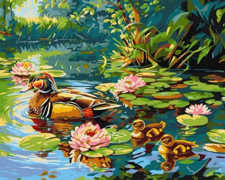 Malowanie po numerach - Kacza rodzina 40x50cm - Ideyka