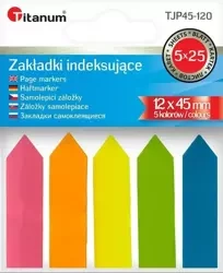 Zakładki indeksujące fluo 12x45mm 5x25 kartek - Titanum