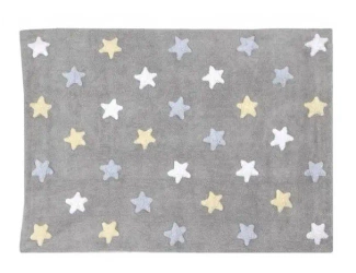 Dywan bawełniany Tricolor Star Grey Blue 120x160cm - Lorena Canals
