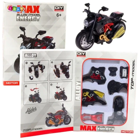 Motocykl do skręcania metalowy 1:14 czerwony - Leantoys