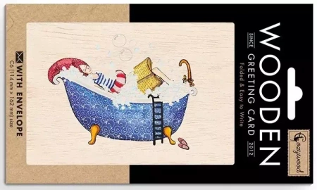 Karnet drewniany C6 + koperta Kobieta w kąpieli - Cozywood