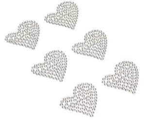 Dżety samoprzylepne serca srebrne 6szt - Brewis