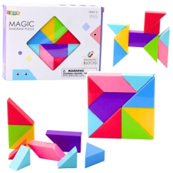 Klocki magnetyczne Tangram z naklejkami 9el - Leantoys