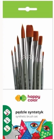 Pędzle artystyczne mieszane 8szt HAPPY COLOR - GDD