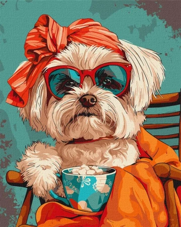 Malowanie po numerach - Stylowy Shih tzu 40x50cm - Ideyka