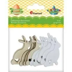 Drewniane zające 33x50mm białe 10szt - Titanum