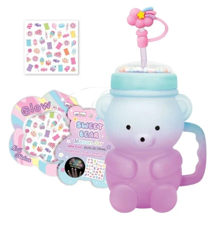 Kubek z uchem i słomką Miś 750ml - Hot Focus