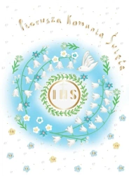 Karnet A5 Komunia. Gołąb niebieski - Henry