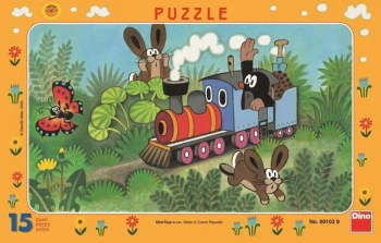 Puzzle 15 Ramkowe Krecik i ciuchcia DINO - Auta