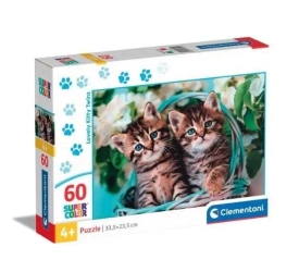 Puzzle 60 Super Kolor Lovely Kitty Twins - Clementoni