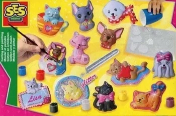 Odlewy gipsowe - Kotki i Pieski z brokatem - SES NL