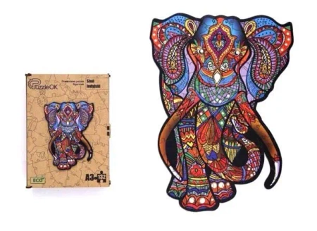 Puzzle drewniane eko 132 Słoń indyjski A3 - PuzzleOK