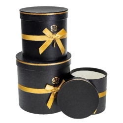 Pudełko Flower Box z kokardą 3szt czarny ROZETTE