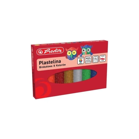 Plastelina brokatowa 8 kolorów - HERLITZ