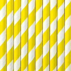 Słomki papierowe żółte 19,5cm 10szt - PartyDeco