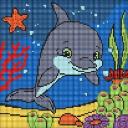 Diamentowa mozaika Kids - Uprzejmy delfin 30x30cm - Ideyka