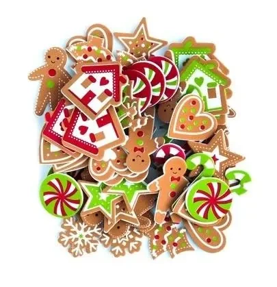 Naklejki z pianki z nadrukiem pierniczki.. 60szt - Dalprint dpCraft