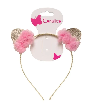 Opaska z uszkami i kwiatkami - Coralico