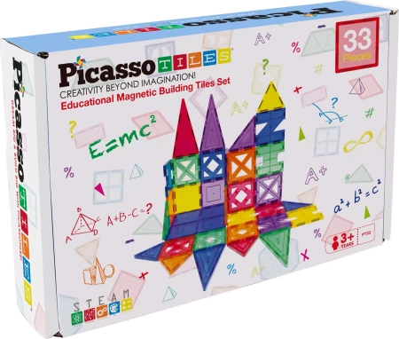 Klocki magnetyczne konstrukcyjne edukacyjne 33 el Picasso Tiles duże