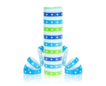 Serpentyna Groszki i paski niebiesko-zielone 4m - Godan