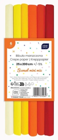Bibuła marszczona Sunset mini mix 6szt 200x25cm - INTERDRUK