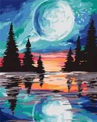 Malowanie po numerach - Pełnia księżyca 40x50cm - ArtiFly