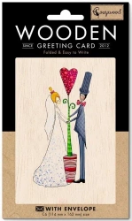 Karnet drewniany C6 + koperta Ślub kwiat - Cozywood