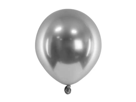 Balony Glossy ciemny srebrny 12cm 50szt - PartyDeco