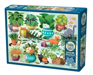 Puzzle 500 Koty kontra rośliny 113580 - Cobble Hill