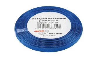 Wstążka satynowa niebieska 6mmx32m - Brewis