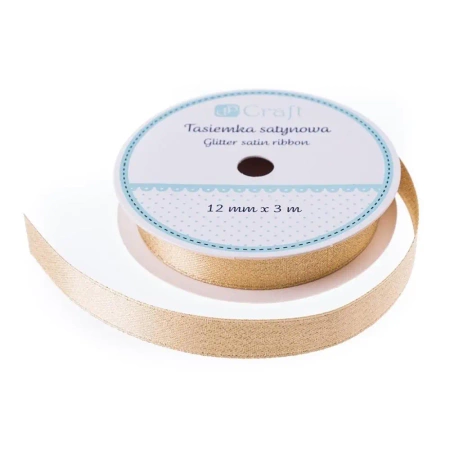 Tasiemka satynowa z brokatem złota 3m - Dalprint