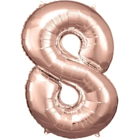 Balon foliowy cyfra 8 różowe złoto 57x86cm - Amscan