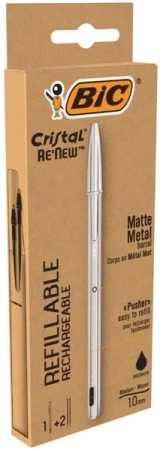 Długopis Cristal Re'new Metal czarny + 2 wkłady - BIC