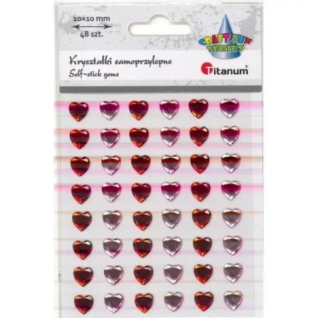 Kryształki samoprzylepne serca 10x10mm 48szt - Titanum