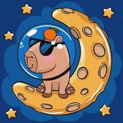 Malowanie po numerach - Kapibara na księżycu 30x30 - Ideyka