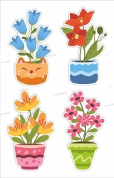 Ozdoby okienne Wiosna duże kwiaty w donicach 4szt - LearnHow