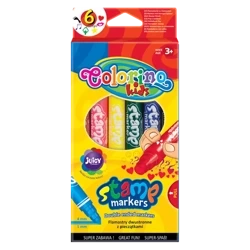 Flamastry Colorino Kids dwustronne z pieczątkami 6 kolorów - PATIO