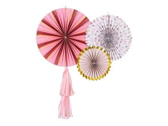 Rozety dekoracyjne kwiaty 26-43cm 3szt - PartyDeco