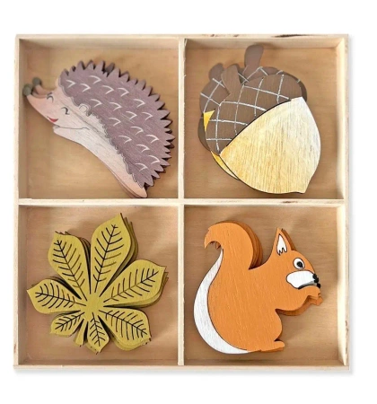 Kształty z drewna las 7cm 16szt - Dalprint dpCraft