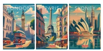 Zeszyt A4/96K linia z marginesem Retro City (5szt) - HERLITZ