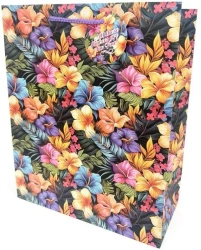 Torebka ozdobna matowa 26x32x12cm Kwiaty - Fresh