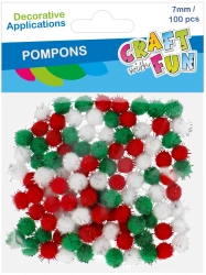 Ozdoba dekoracyjna Pompon 7mm/100szt 3kol Cf 12/144