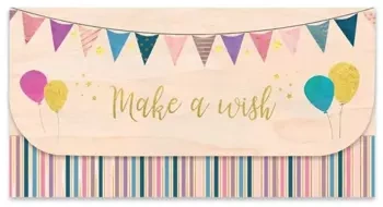 Koperta upominkowa drewniana Urodziny balony - Cozywood