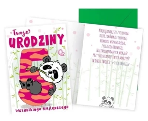Karnet B6 Urodziny 5 panda - Kukartka